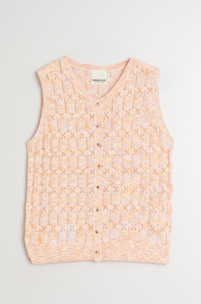 Indi And Cold - Pointelle Knit Vest - Mandarina 465