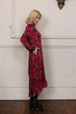 Load image into Gallery viewer, Joey - Birds Of Paradise Wrap Dress - Raspberry
