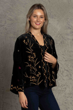 Load image into Gallery viewer, Johnny Was - Aria Tonal Velvet Bolero (exclusive) - Blue Night
