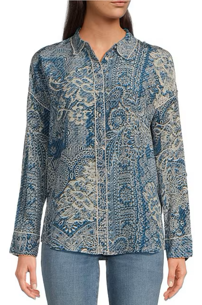 Johnny Was - Martijn Shirt - Denim Embroidery
