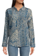 Load image into Gallery viewer, Johnny Was - Martijn Shirt - Denim Embroidery
