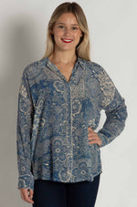 Load image into Gallery viewer, Johnny Was - Martijn Shirt - Denim Embroidery
