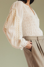Load image into Gallery viewer, Indi And Cold - Ethnic Embroidered Blouse - White
