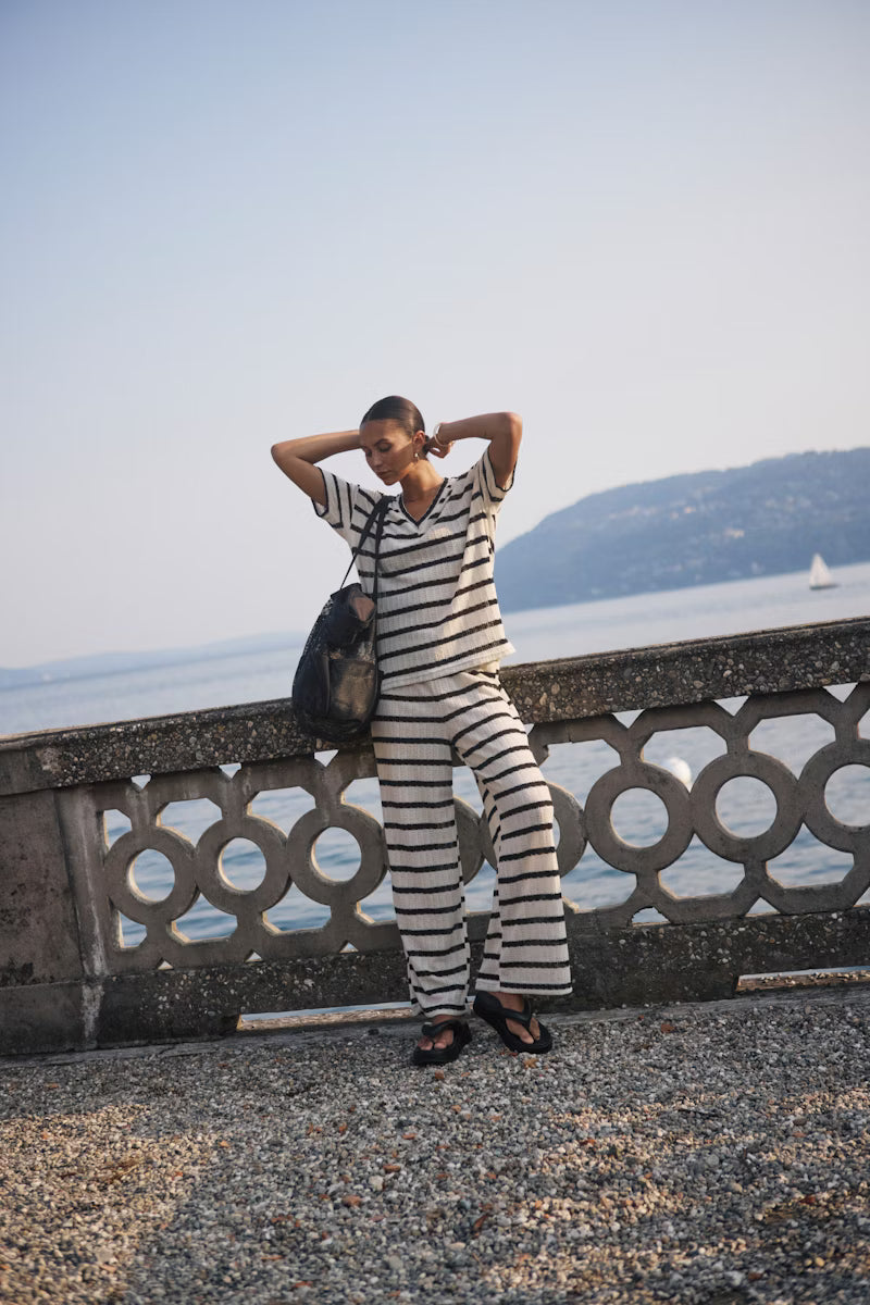 Kaffe - KAedith  Pant - Turtledove/Black Stripe