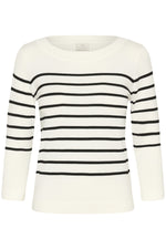 Load image into Gallery viewer, Kaffe - KAlizza Boatneck Pullover - Chalk w Black Stripe
