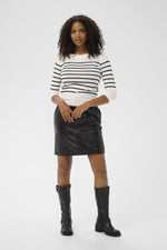 Load image into Gallery viewer, Kaffe - KAlizza Boatneck Pullover - Chalk w Black Stripe

