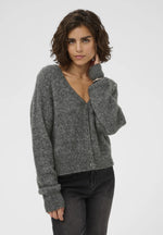Load image into Gallery viewer, Kaffe - KAmelania Cardigan - Dark Grey Melange
