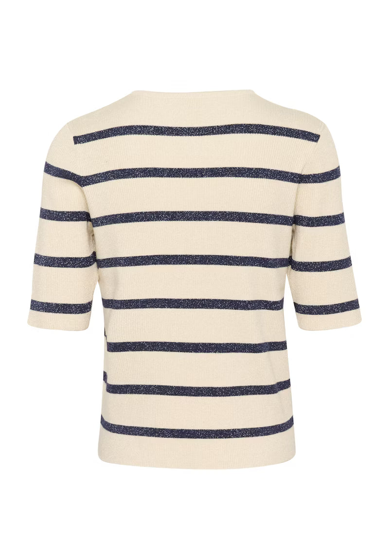 Kaffe - KAmorita Cardigan - Silver White/Blue Stripe