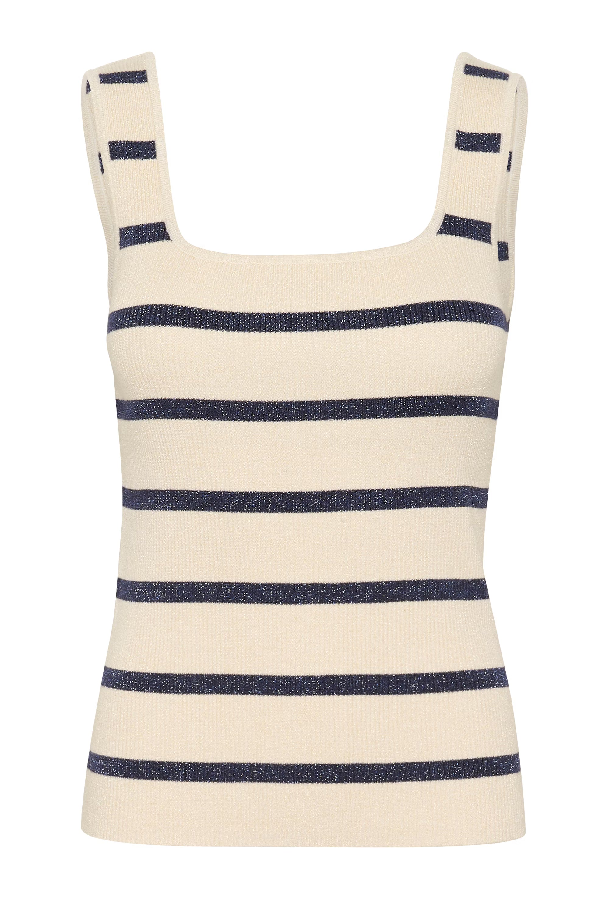 Kaffe - KAmorita Knit Top - Silver White Blue Stripe