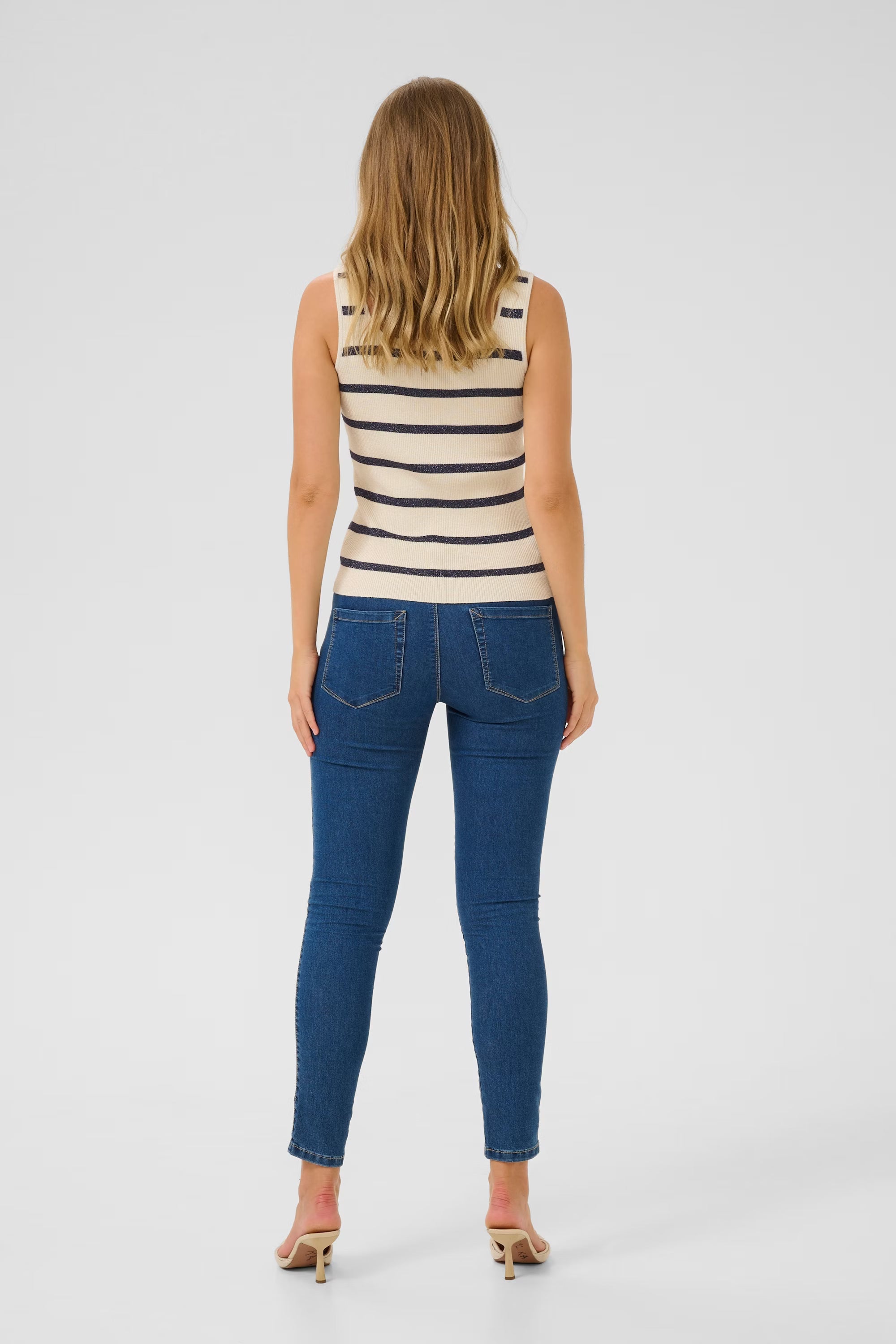 Kaffe - KAmorita Knit Top - Silver White Blue Stripe