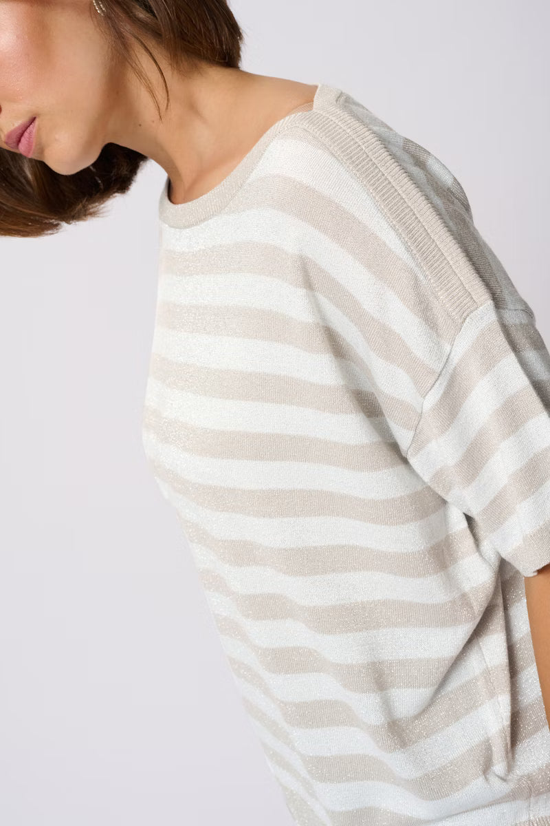 Kaffe - KAregina Striped Pullover - Feather Grey/Chalk Stripe
