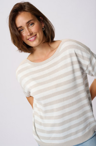 Kaffe - KAregina Striped Pullover - Feather Grey/Chalk Stripe