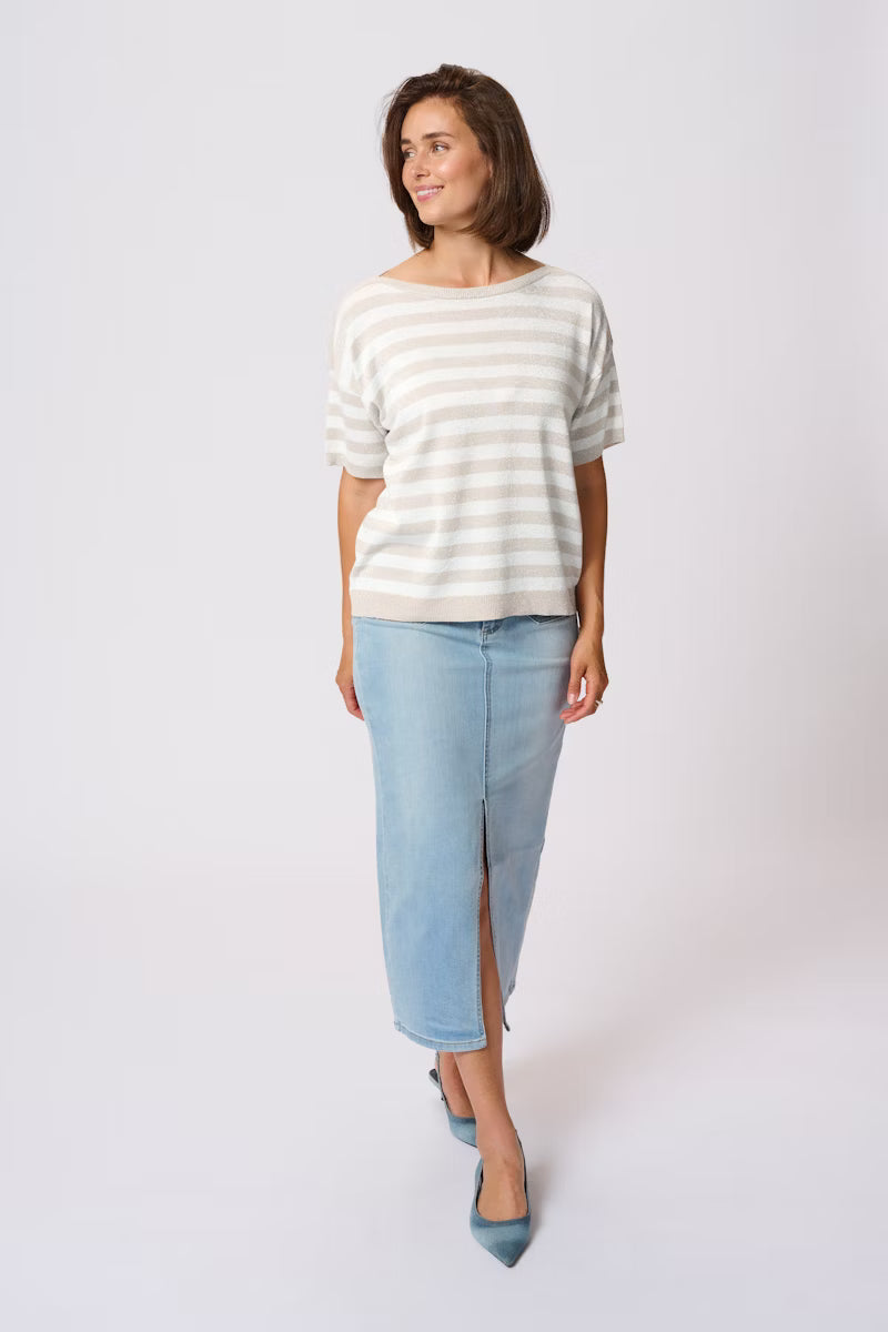 Kaffe - KAregina Striped Pullover - Feather Grey/Chalk Stripe