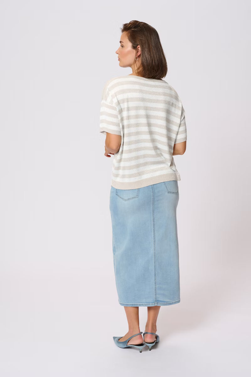 Kaffe - KAregina Striped Pullover - Feather Grey/Chalk Stripe
