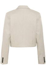 Load image into Gallery viewer, Kaffe - KAserena Cropped Blazer - Beige Melange/Black Stripe
