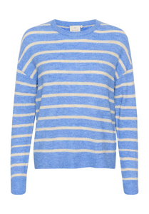 Kaffe - KAlida Knit Pullover - Blue Melange/Beige Stripe