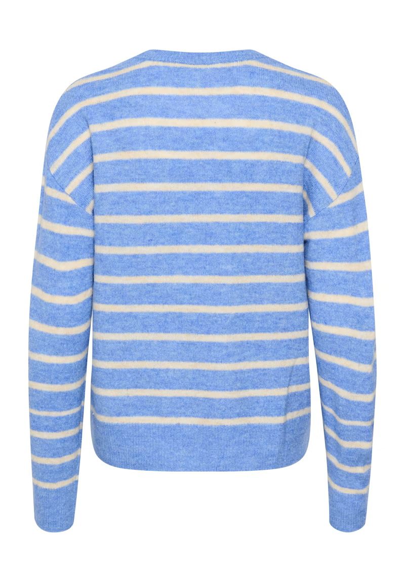 Kaffe - KAlida Knit Pullover - Blue Melange/Beige Stripe