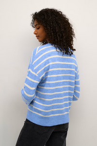 Kaffe - KAlida Knit Pullover - Blue Melange/Beige Stripe