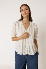 Load image into Gallery viewer, Indi And Cold - Short Sleeved Elastic Camisa Top - Crudo 125
