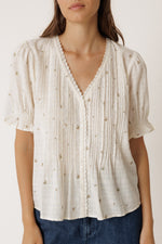 Load image into Gallery viewer, Indi And Cold - Short Sleeved Elastic Camisa Top - Crudo 125
