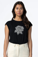 Load image into Gallery viewer, Coster Copenhagen - Mesh Rose Cap Sleeve Tee - Black
