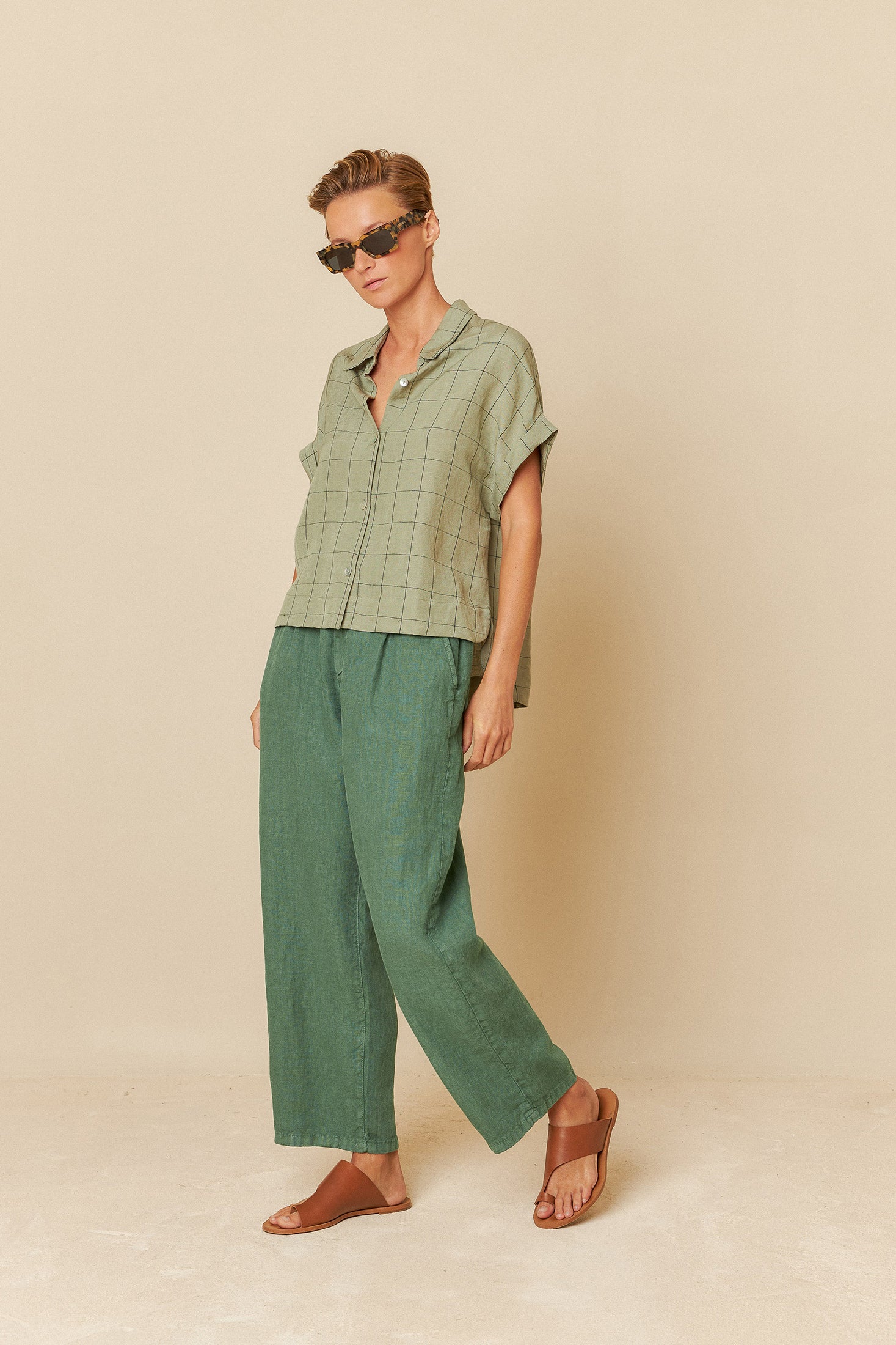 Indi And Cold - Window Pane Check Shirt - Lichen 221