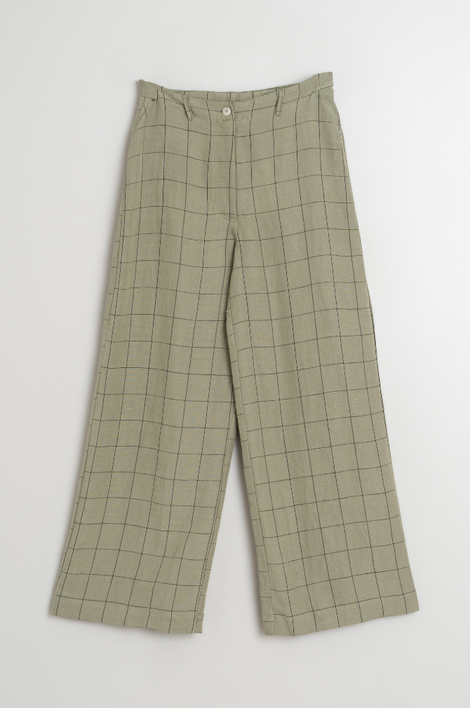 Indi And Cold - Window Pane Check Pant - Lichen 224