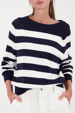Load image into Gallery viewer, Monari - Basic Ribbed Sweater - Marine Stripe
