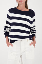 Load image into Gallery viewer, Monari - Basic Ribbed Sweater - Marine Stripe
