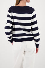 Load image into Gallery viewer, Monari - Basic Ribbed Sweater - Marine Stripe
