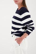 Load image into Gallery viewer, Monari - Basic Ribbed Sweater - Marine Stripe
