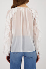 Load image into Gallery viewer, Monari - Georgette Ruffle Blouse - Off White
