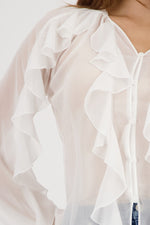 Load image into Gallery viewer, Monari - Georgette Ruffle Blouse - Off White
