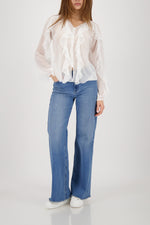 Load image into Gallery viewer, Monari - Georgette Ruffle Blouse - Off White
