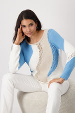 Load image into Gallery viewer, Monari - Intarsia Sweater - Spring Water
