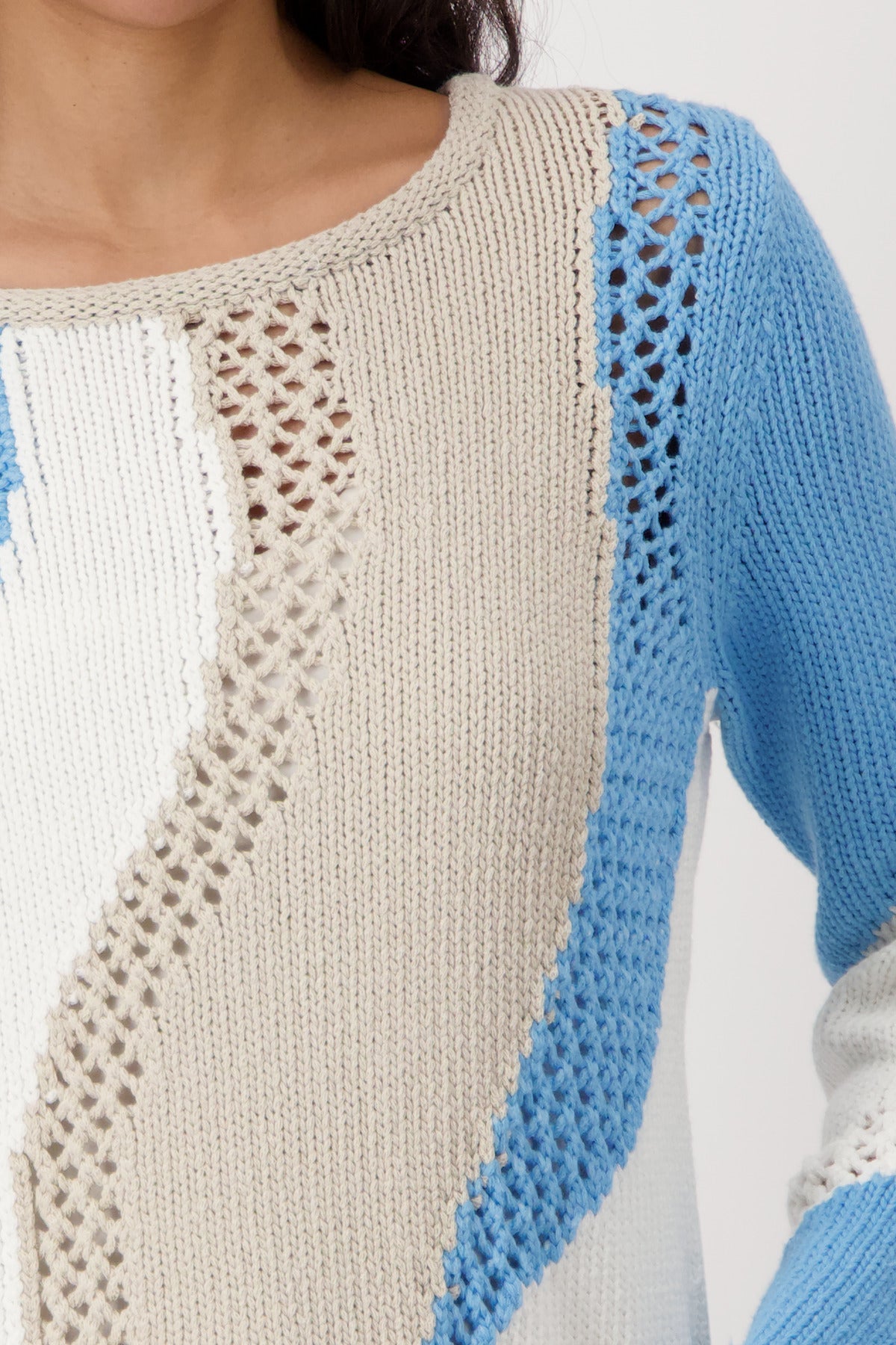 Monari - Intarsia Sweater - Spring Water