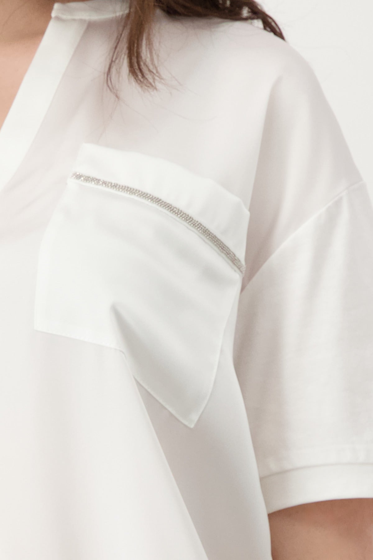 Monari - Pocket Jersey Blouse - Off White