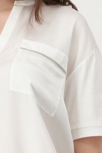 Monari - Pocket Jersey Blouse - Off White