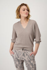 Load image into Gallery viewer, Monari - Rice Grain Lurex Sweater - Dark Linen

