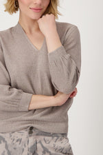 Load image into Gallery viewer, Monari - Rice Grain Lurex Sweater - Dark Linen
