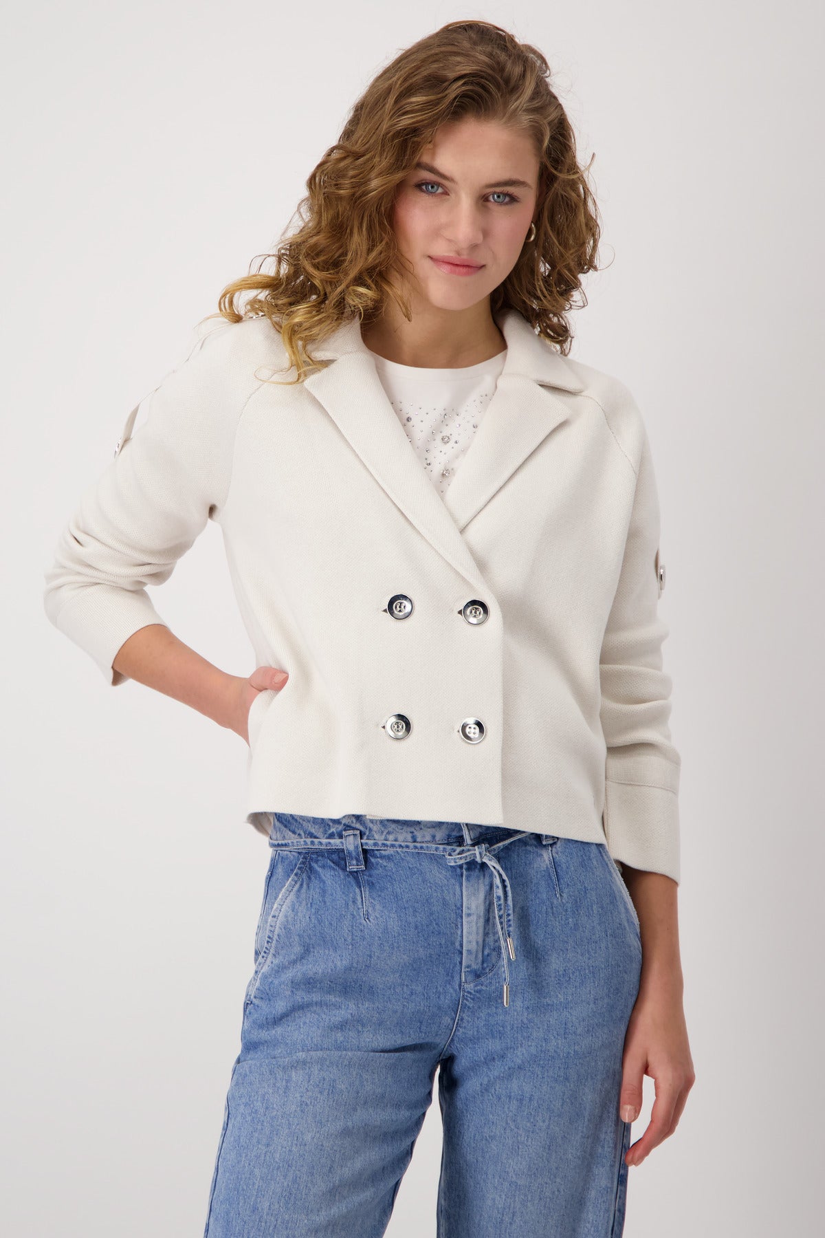 Monari - Trench Knit Jacket - Cream Beige