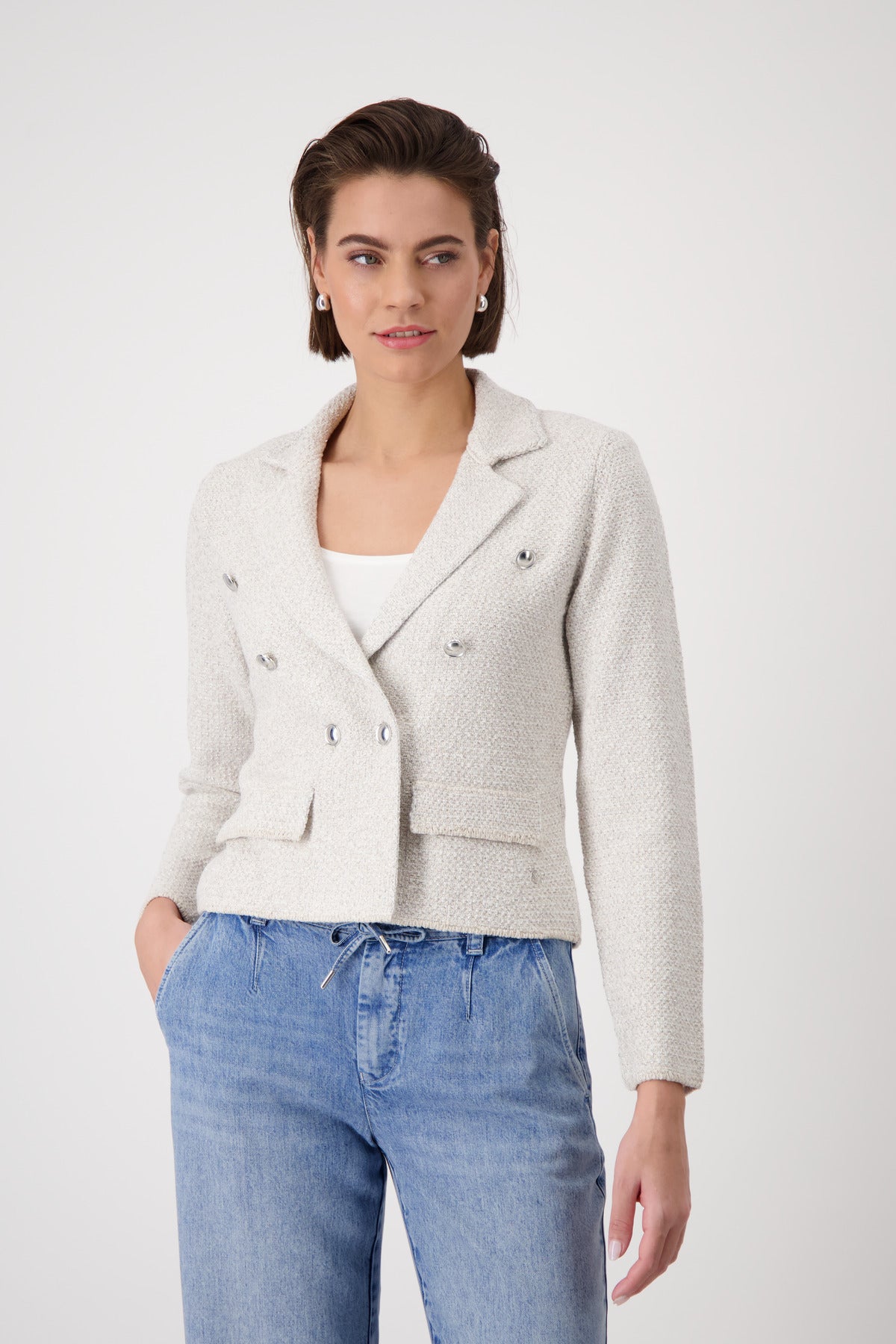 Monari - Tweed Knit Blazer - Warm Sand