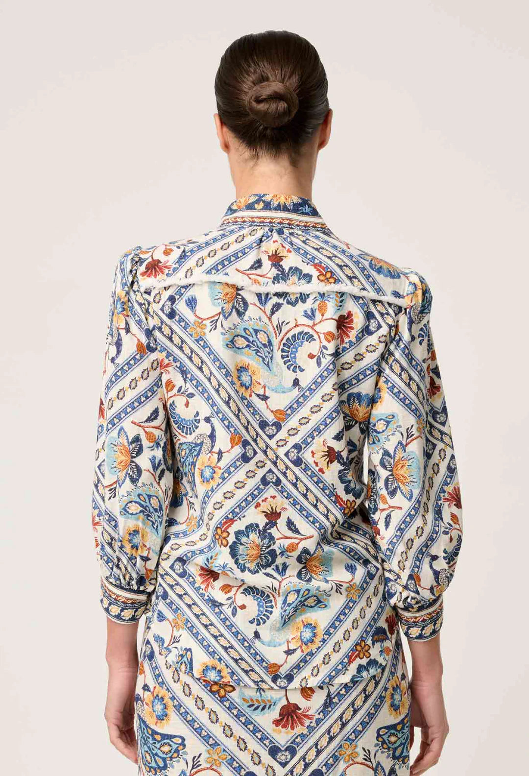 Once Was - Alexis Linen Viscose Contrast Trim Fringe Shirt - Petinos Floros