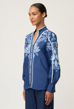 Load image into Gallery viewer, Once Was - Asher Placement Print Contrast Trim Viscose Faille Shirt - Moonlit Batic
