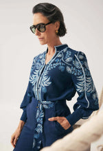 Load image into Gallery viewer, Once Was - Asher Placement Print Contrast Trim Viscose Faille Shirt - Moonlit Batic
