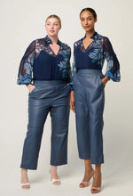 Load image into Gallery viewer, Once Was - Colette Viscose Chiffon Placement Print Shirred Collar Blouse - Moonlit Batic
