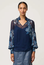 Load image into Gallery viewer, Once Was - Colette Viscose Chiffon Placement Print Shirred Collar Blouse - Moonlit Batic
