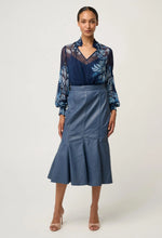 Load image into Gallery viewer, Once Was - Colette Viscose Chiffon Placement Print Shirred Collar Blouse - Moonlit Batic
