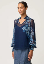 Load image into Gallery viewer, Once Was - Colette Viscose Chiffon Placement Print Shirred Collar Blouse - Moonlit Batic
