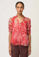 Load image into Gallery viewer, Once Was - Lunette Viscose Chiffon Ruched Sleeve Blouse - Crimson Palms
